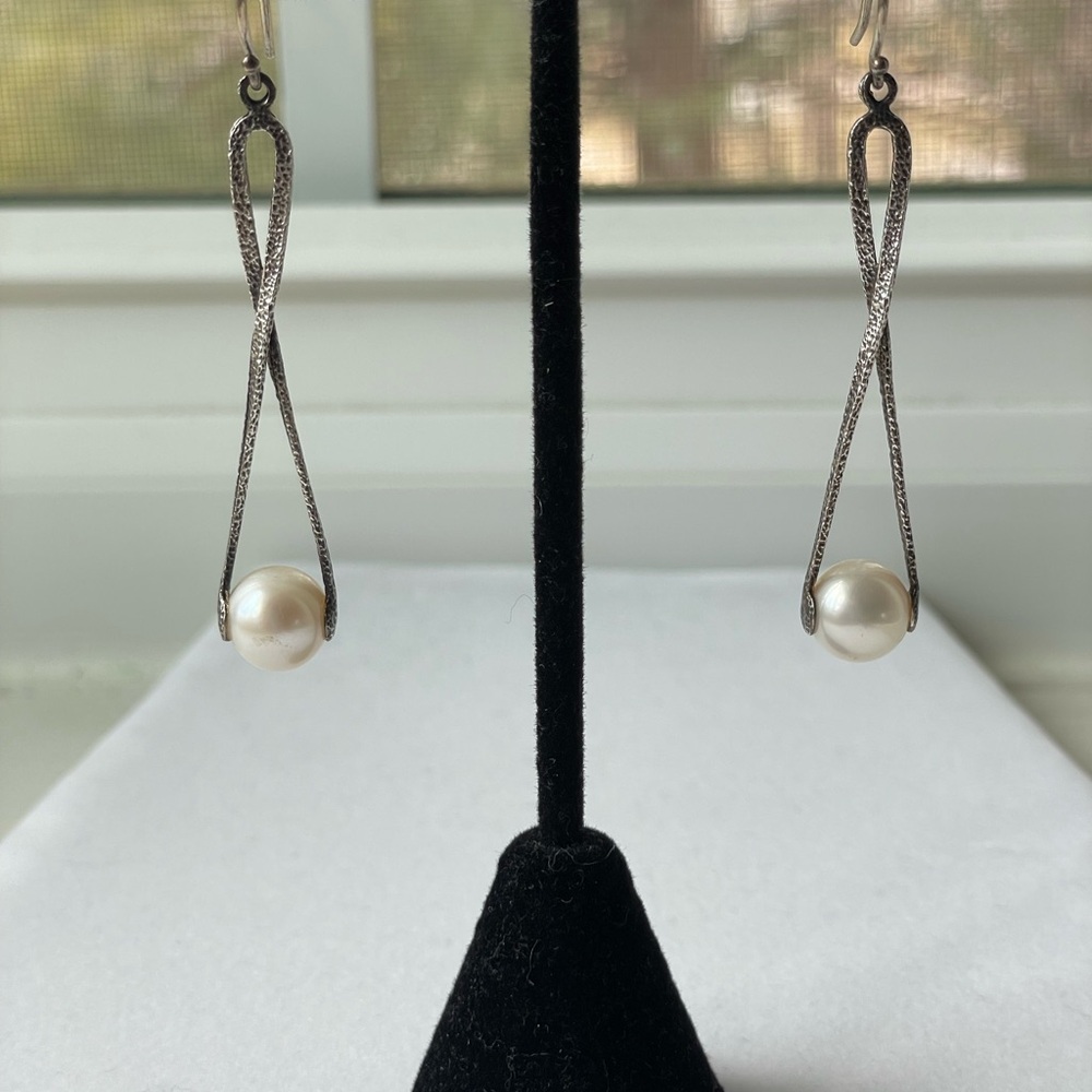Silpada Silver Pearl Drop Earrings
